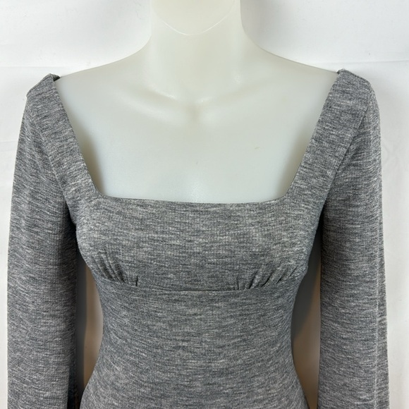 Lovers + Friends Blakely Heather Gray Square Neck Balloon Sleeve Sweater Sz XS - Picture 7 of 12
